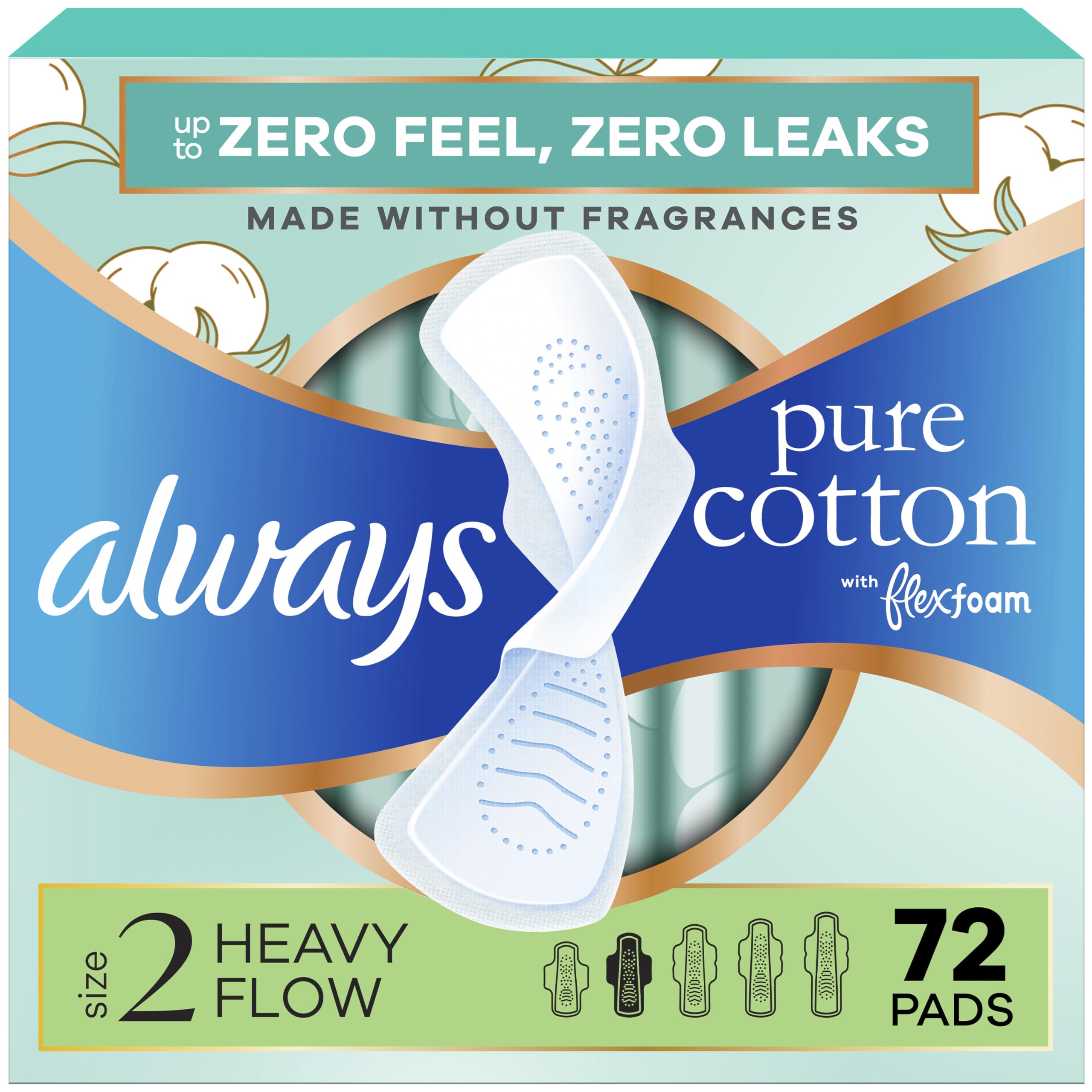 Pads Always Pure Cotton FlexFoam Unscented with Wings

