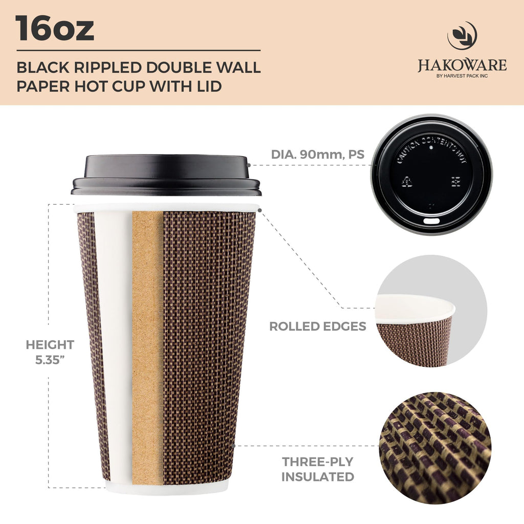 Harvest Pack 16 oz Disposable Coffee Cups with Lids

