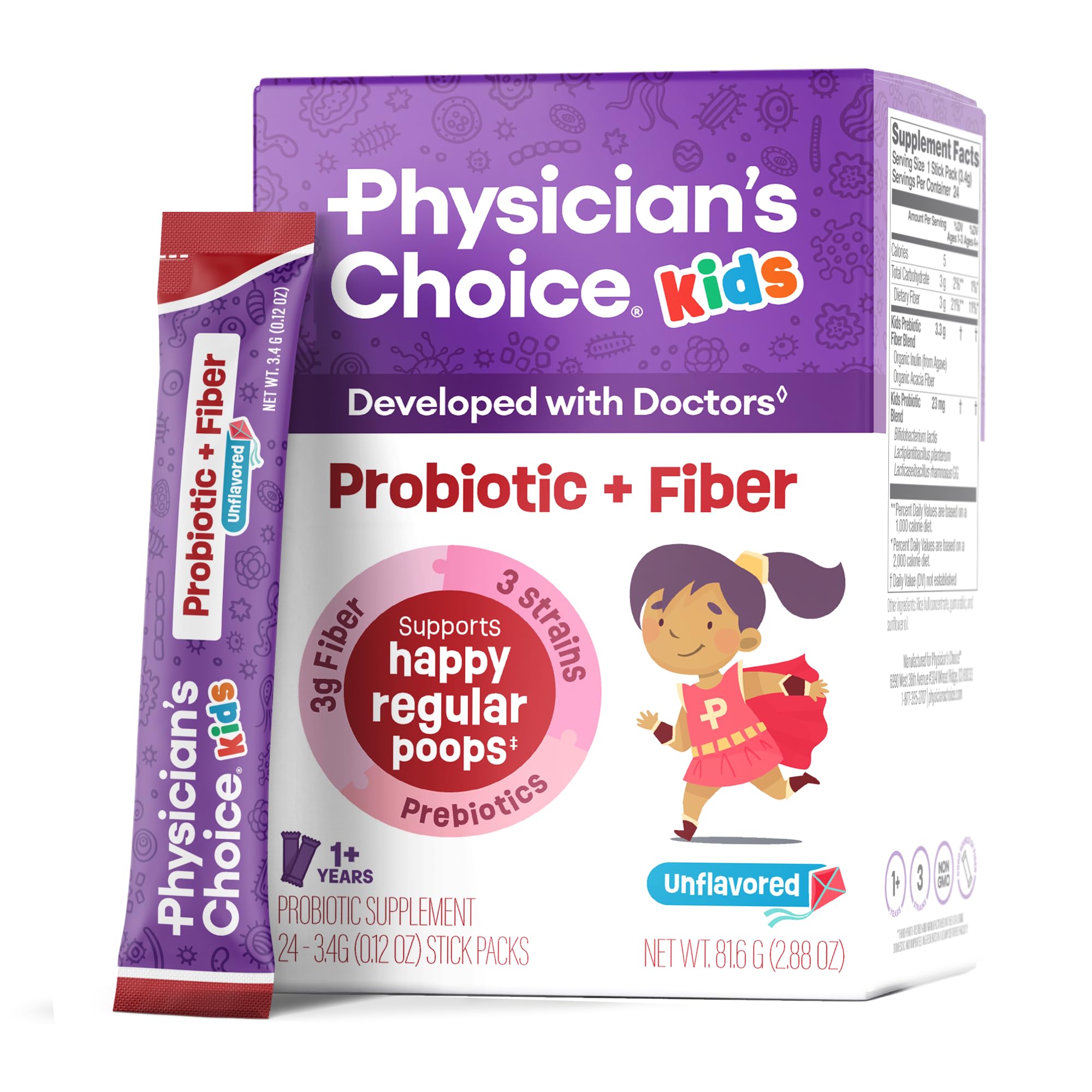 Physician's Choice Kids Probiotic + Prebiotic Fiber Digestive Health

