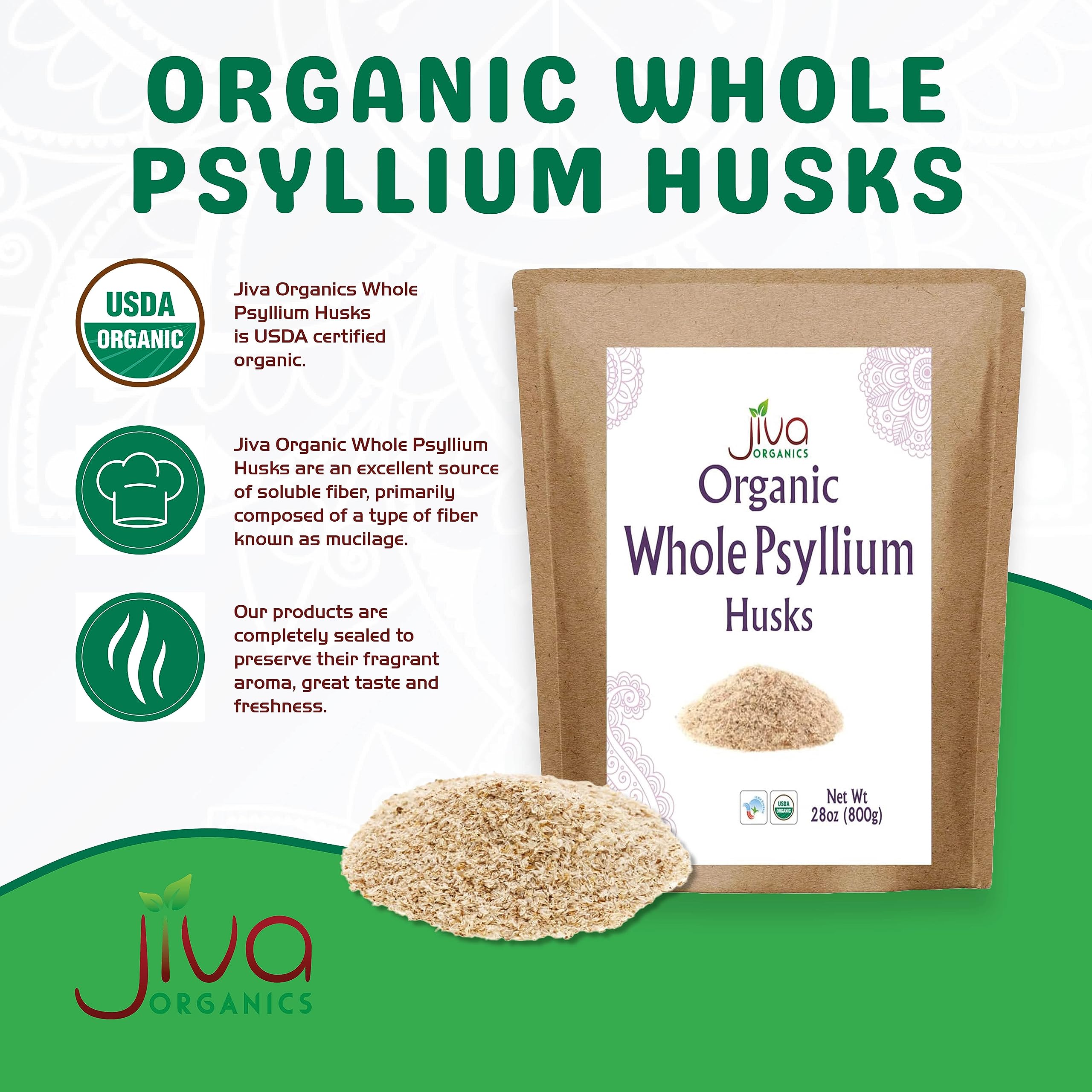 Psyllium Husk Isabgol by Jiva Organics - Organic Non-GMO

