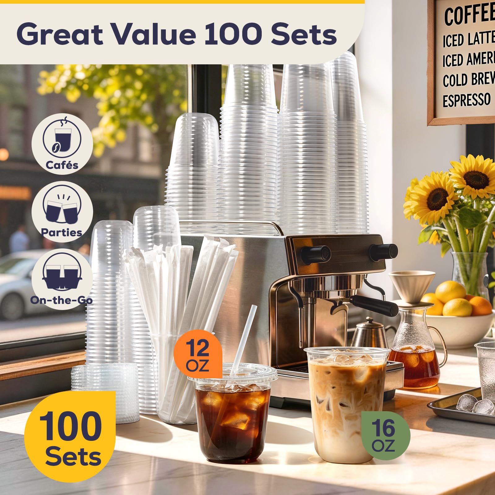 Clear Plastic Cups with Lids & Straws – BPA-Free

