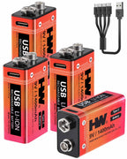 HW 9V Rechargeable Battery 1400mAh USB-C

