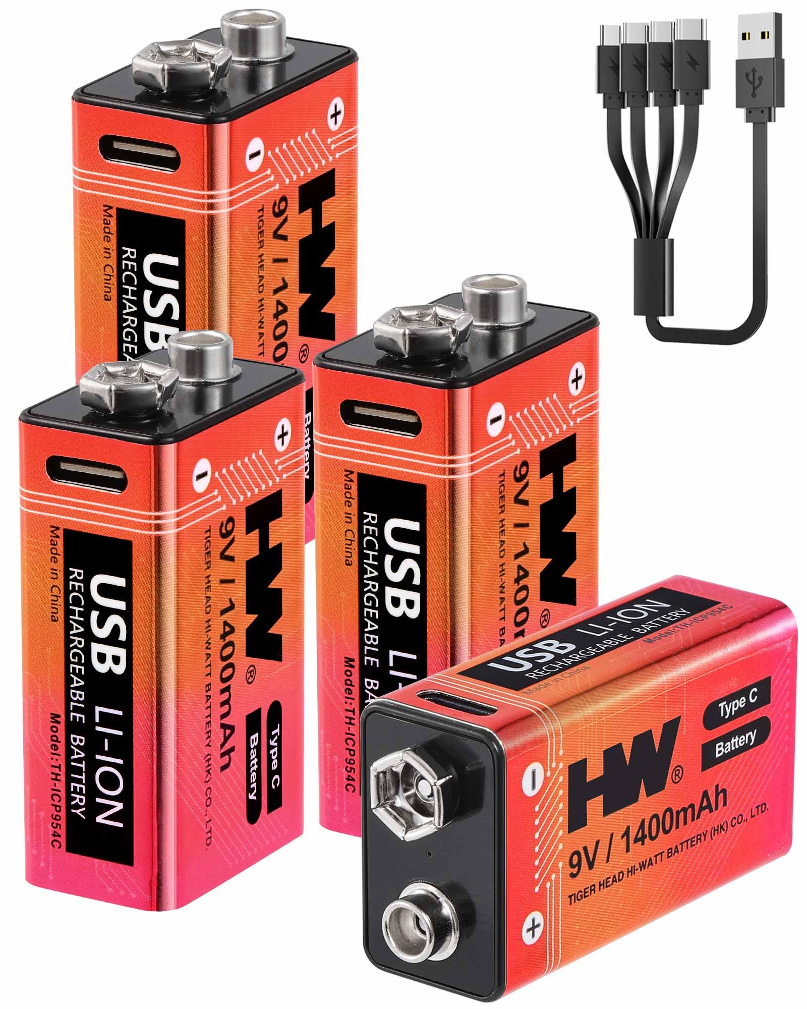 HW 9V Rechargeable Battery 1400mAh USB-C

