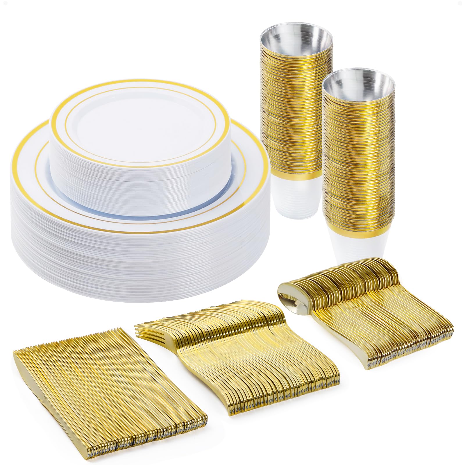 BESTVIP Disposable Dinnerware Set - Plastic Plates & Cutlery
