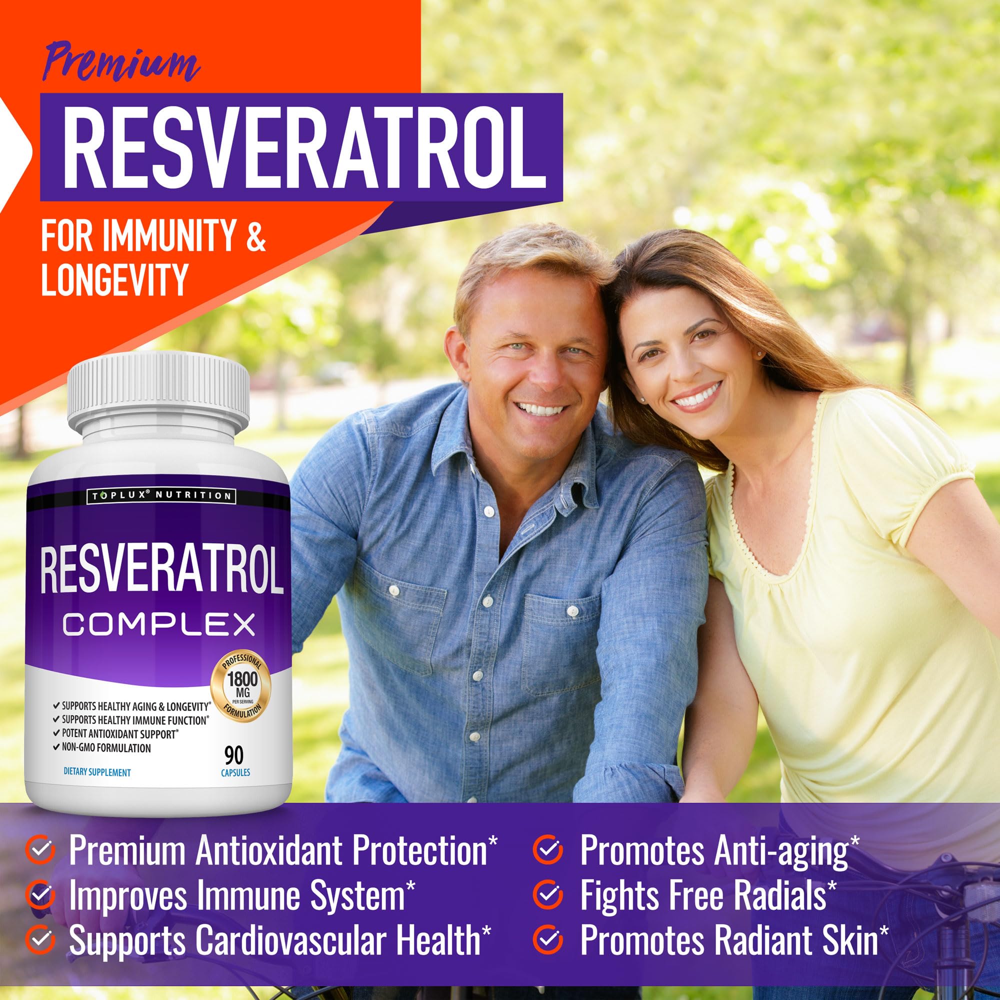 Resveratrol Complex 1800 mg Supplement | Antioxidant

