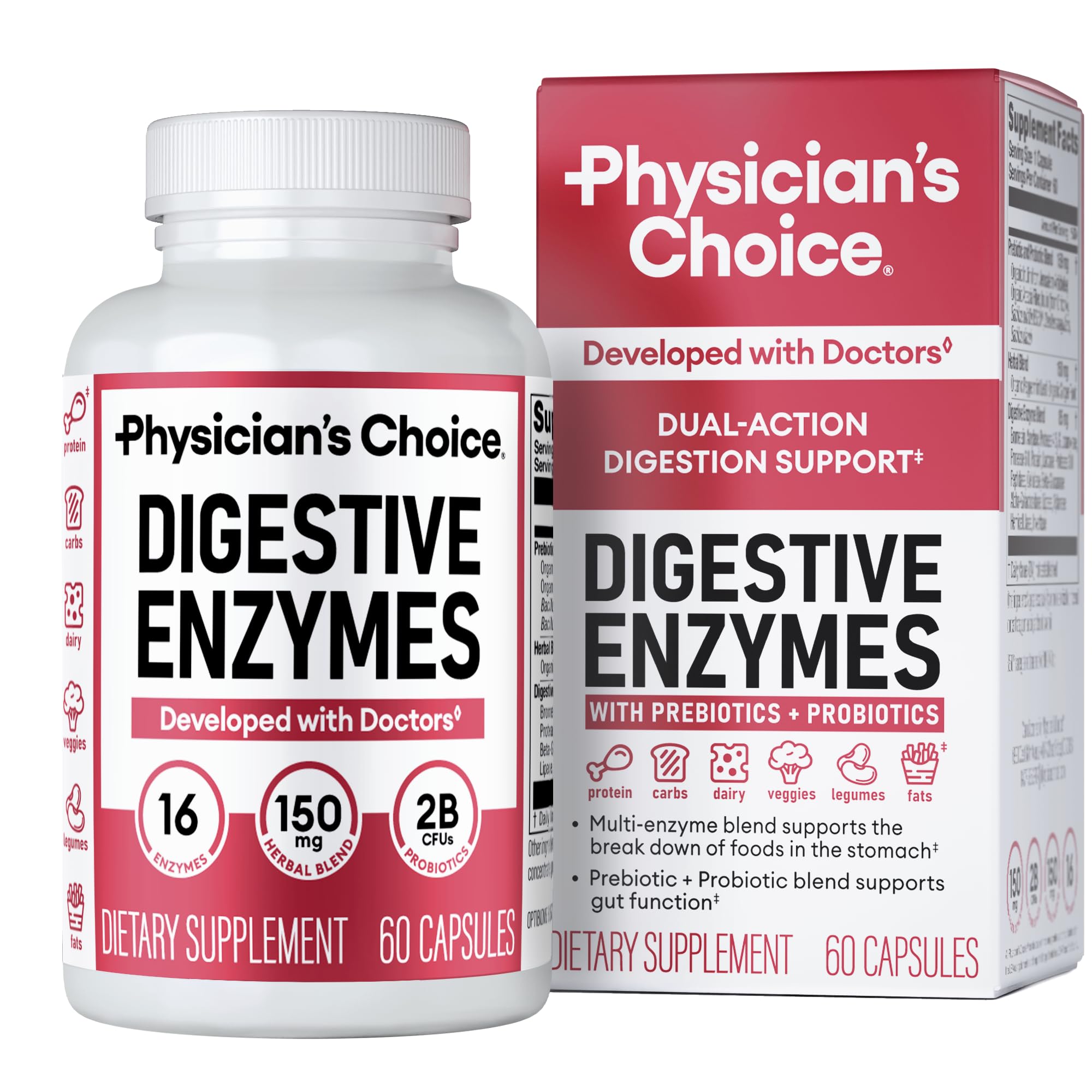 Physician's Choice Digestive Enzymes with Probiotics for Digestive Health