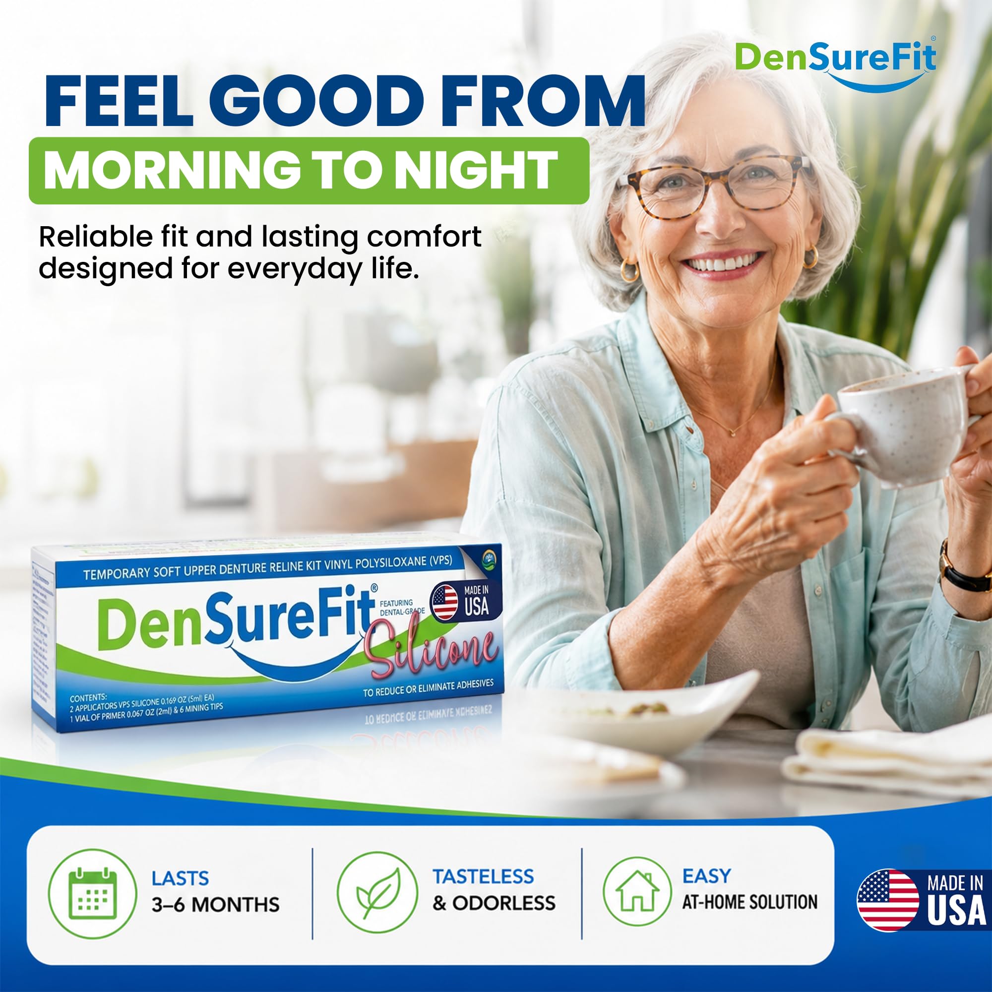 DenSureFit Silicone Denture Reliner Kit for Comfort

