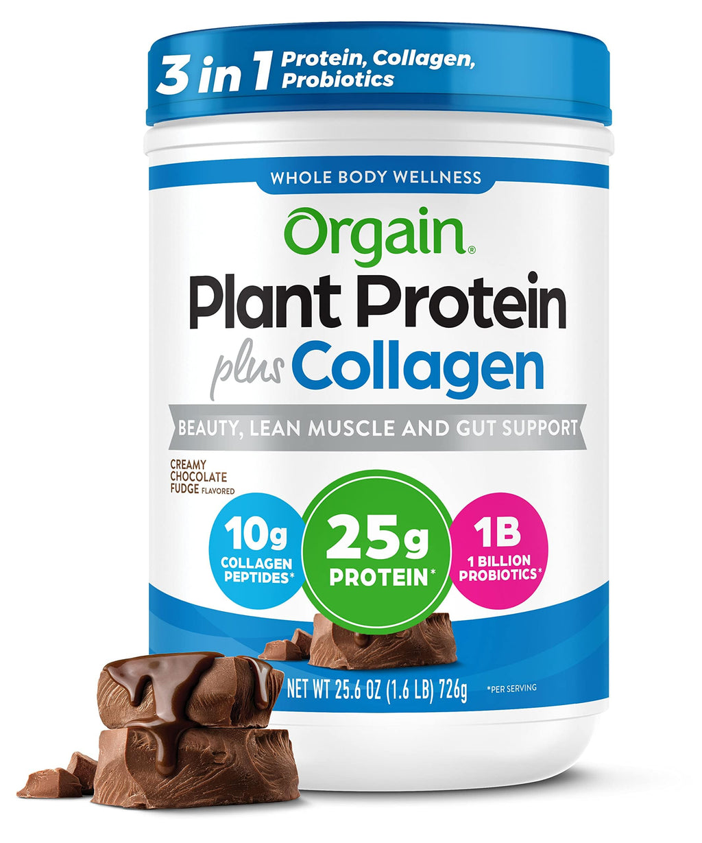 Orgain Plant Protein Powder + Collagen with Probiotics, Gluten Free