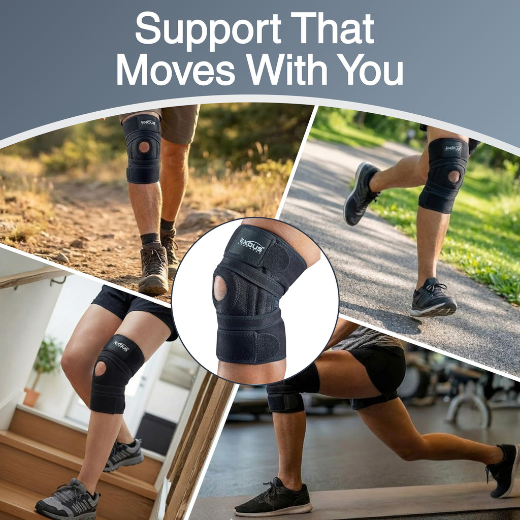 Knee Brace with Wraparound Support and Stabilizers

