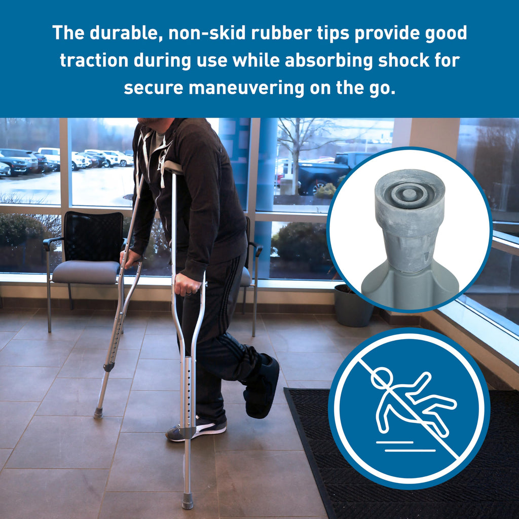 BodyMed Aluminum Crutches – Height Adjustable, Pair


