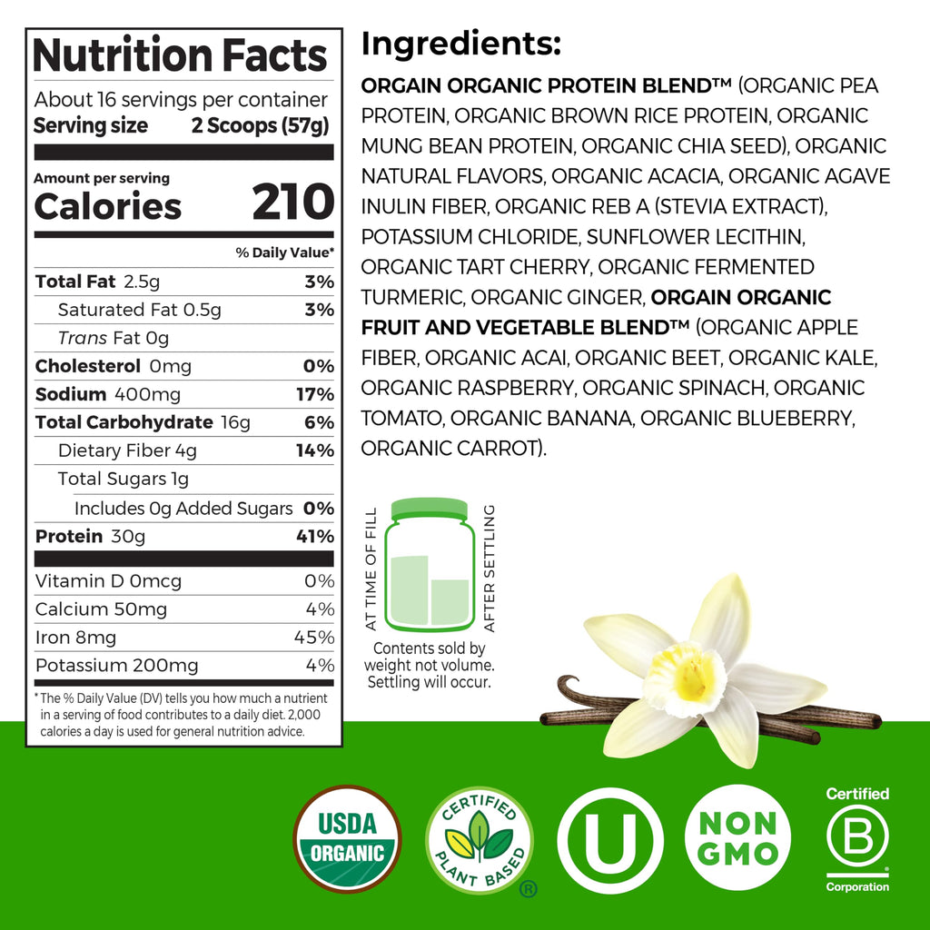 Orgain Organic Plant Protein Powder - Vegan & Plant-Based

