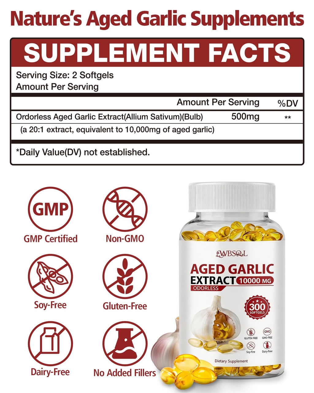 Odorless Aged Garlic Extract Softgels - Heart & Immune

