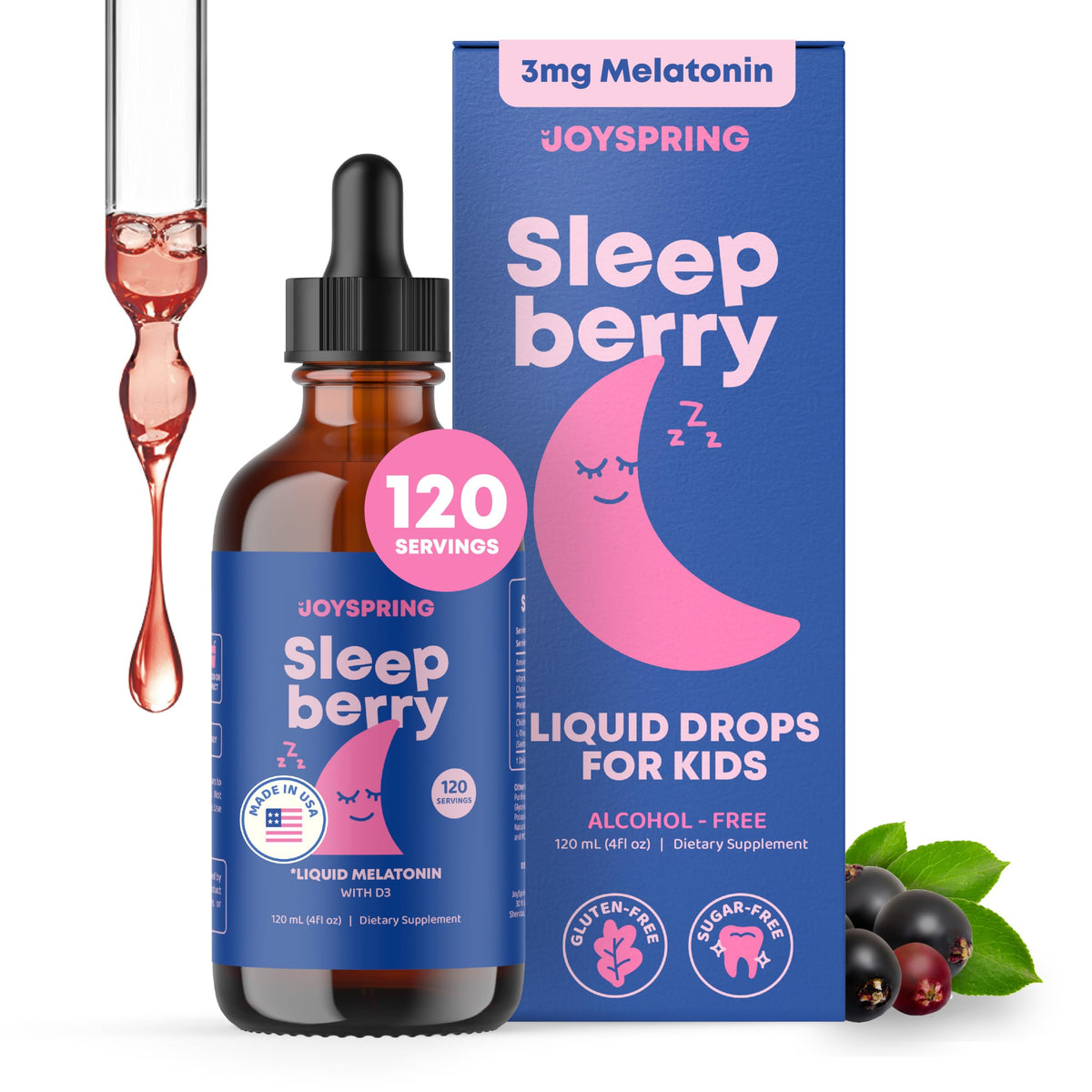 JoySpring Sleepberry Kids Melatonin Liquid with L-Theanine