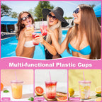 KesaPlan Plastic Party Cups with Lids and Straws

