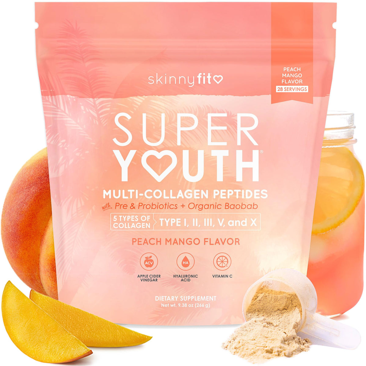 SkinnyFit Super Youth Collagen for Women - Multi Collagen Peptides Powder