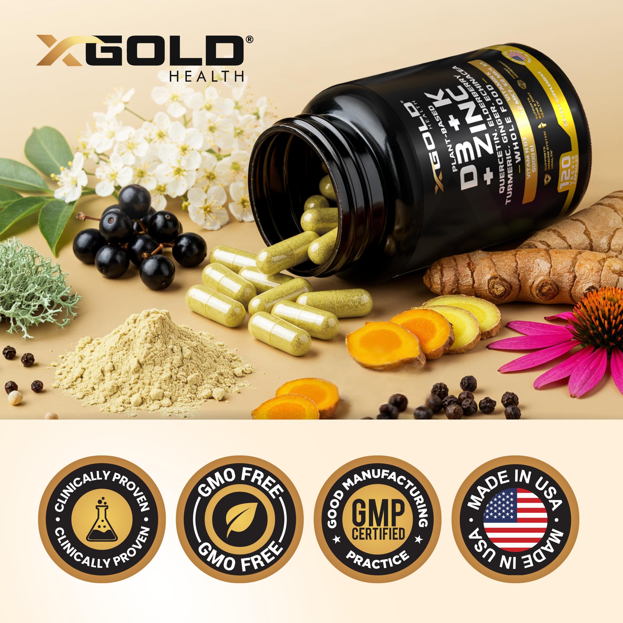 X Gold Health Vitamin D & K Complex with Zinc

