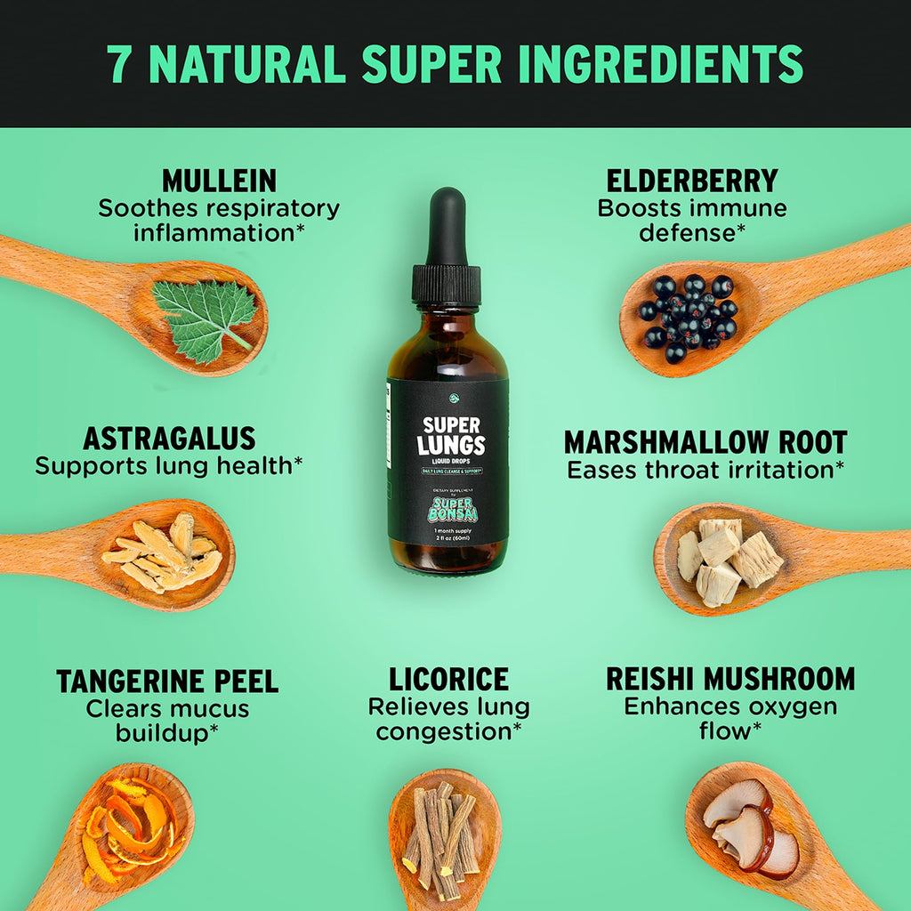 SuperBonsai Super Lungs Mullein Drops – Herbal Lung Tincture

