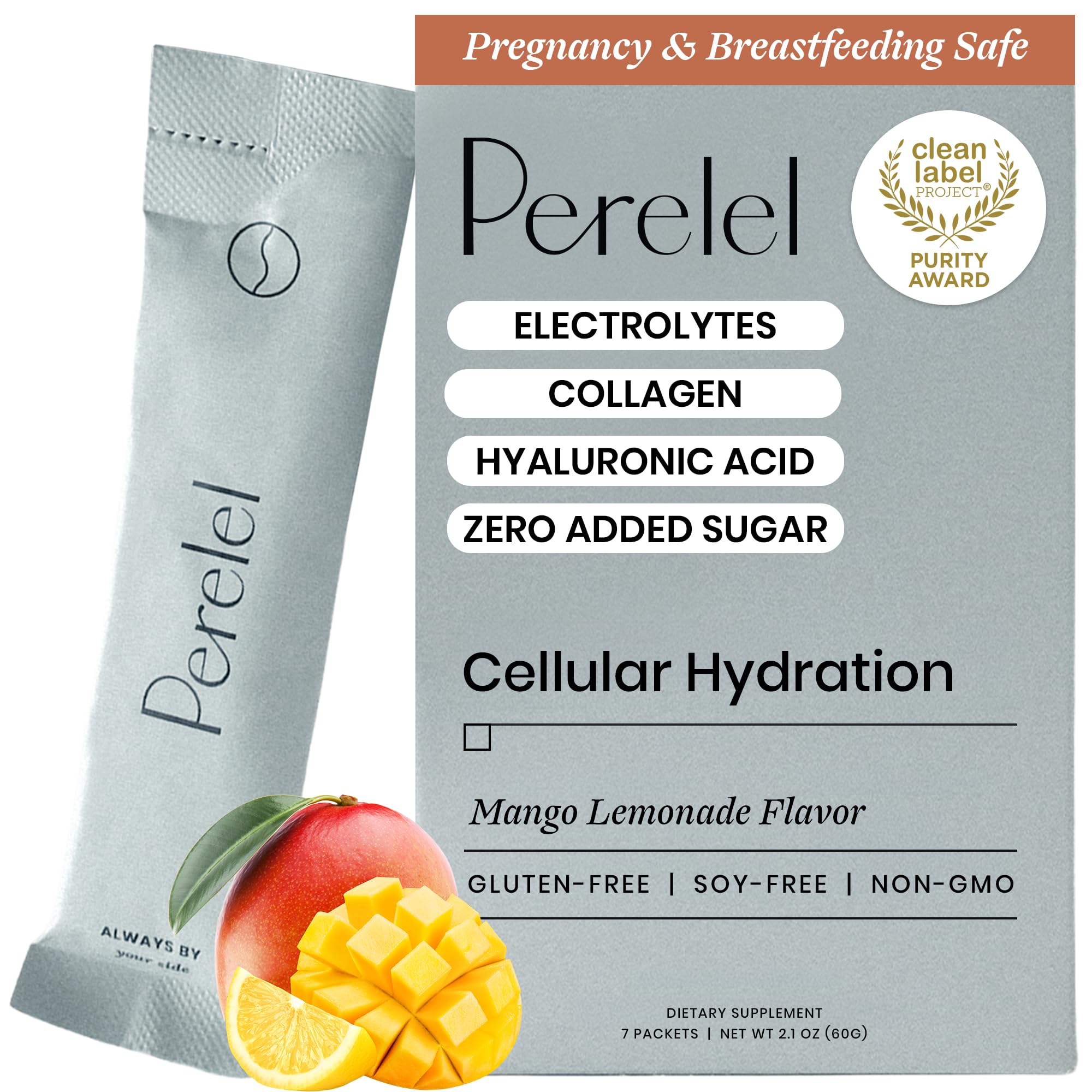 Perelel Hydration Powder Electrolyte Drink Mix Mango Lemonade
