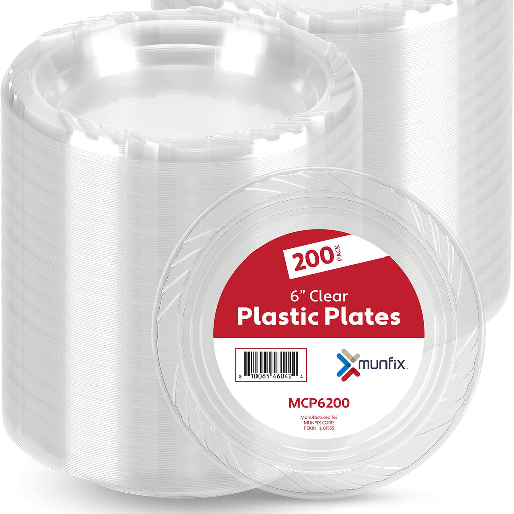 Munfix Clear Plastic Plates – Disposable Dessert Plates

