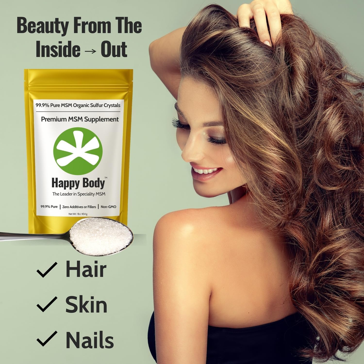 Happy Body MSM Crystals 99.9% Pure for Joints

