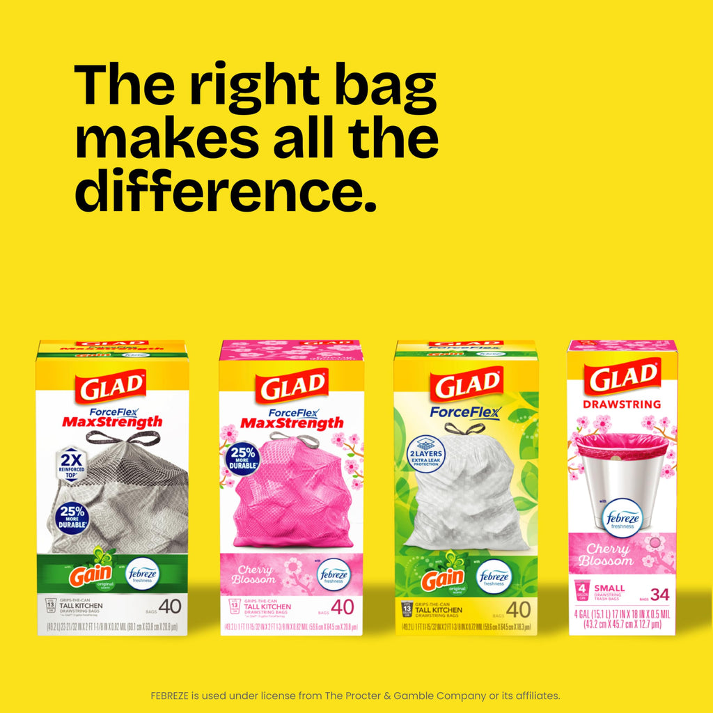 Glad ForceFlex Tall Kitchen Trash Bags Fragrance Free 13 Gal

