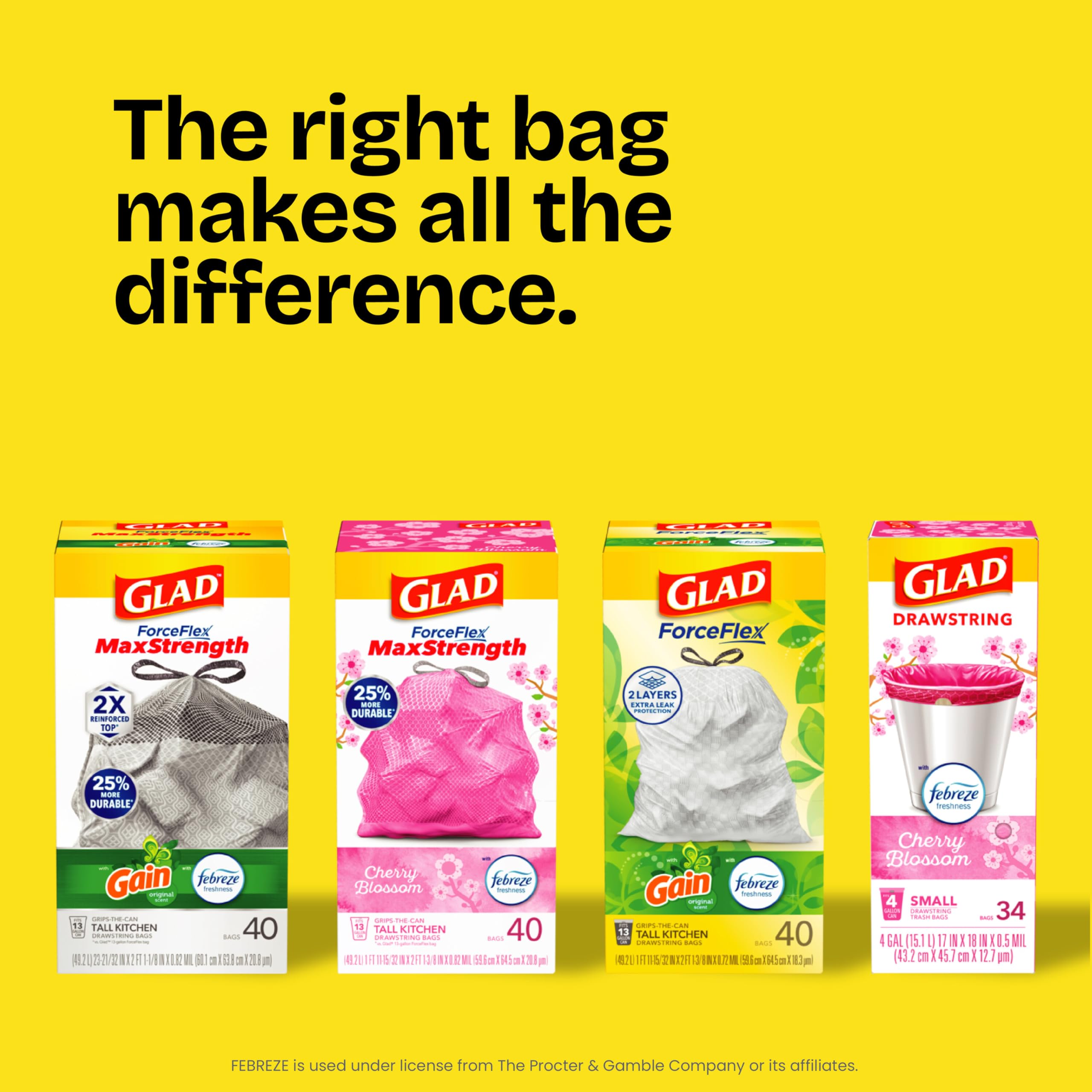 Glad ForceFlex Tall Kitchen Trash Bags Fragrance Free 13 Gal

