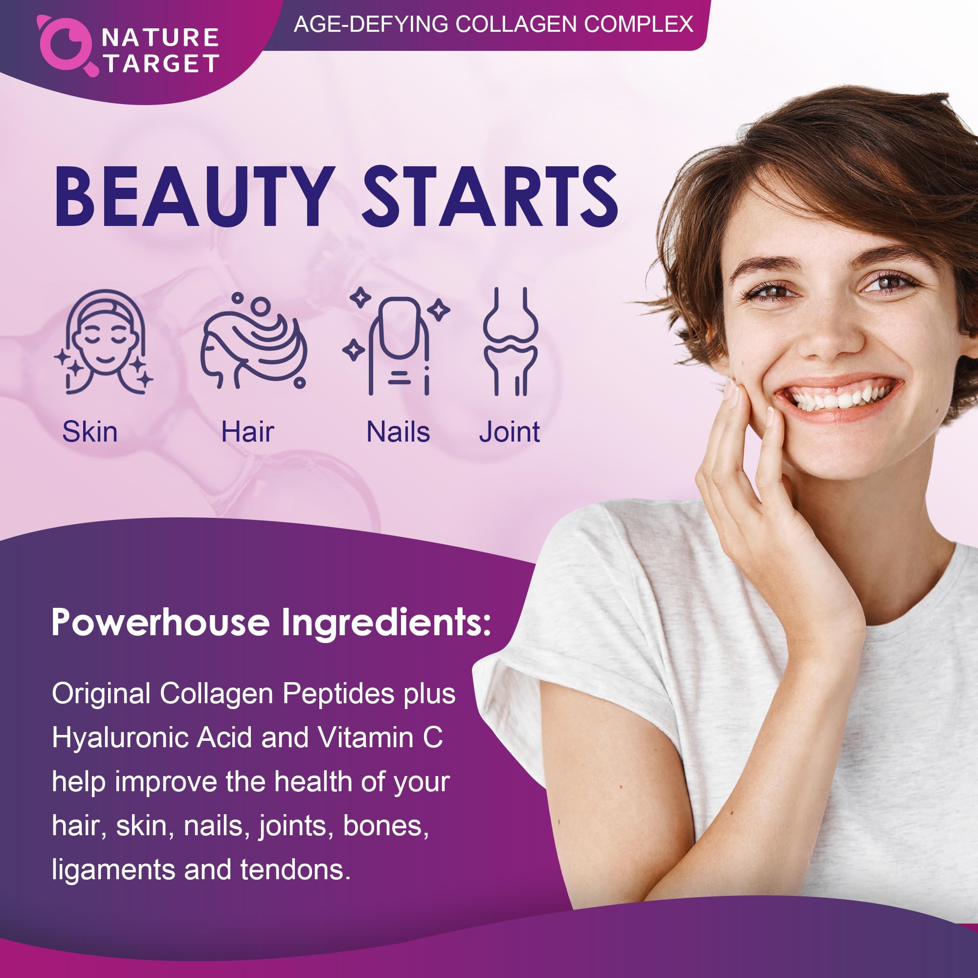 Nature Target Collagen Peptides Powder with Vitamin C & HA

