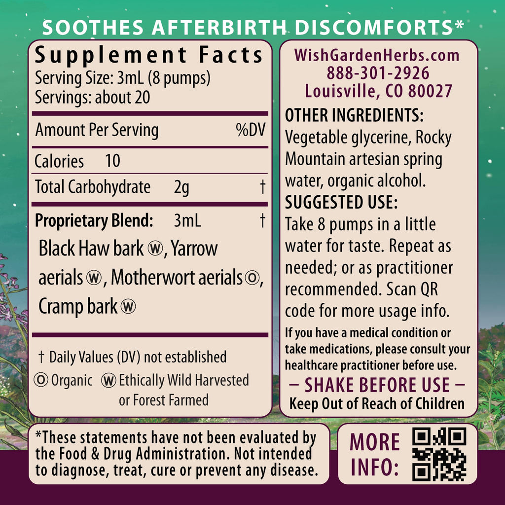 WishGarden AfterEase Drops Postpartum Cramps Relief Herbal

