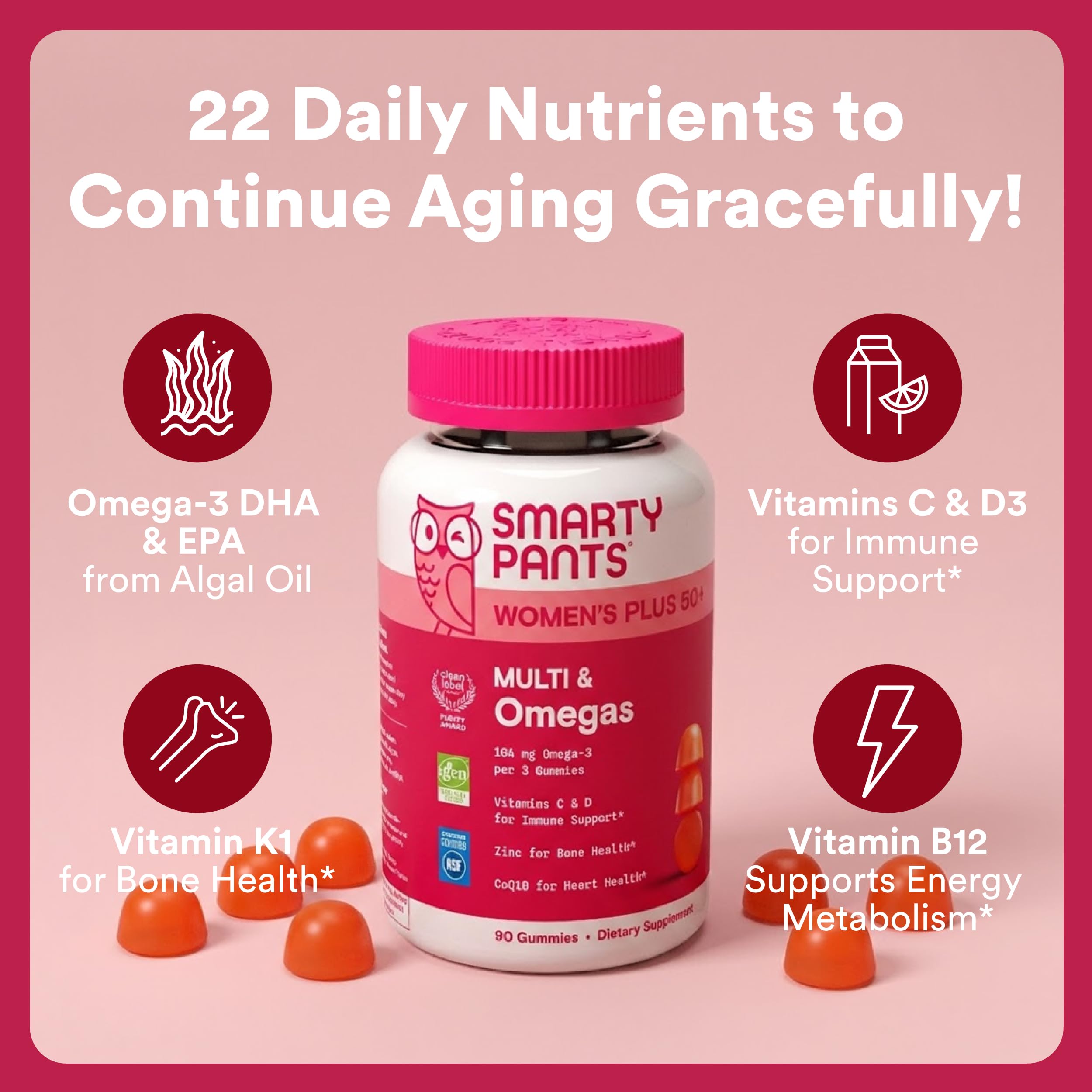 SmartyPants Women’s Plus 50+ Multi & Omegas Gummies

