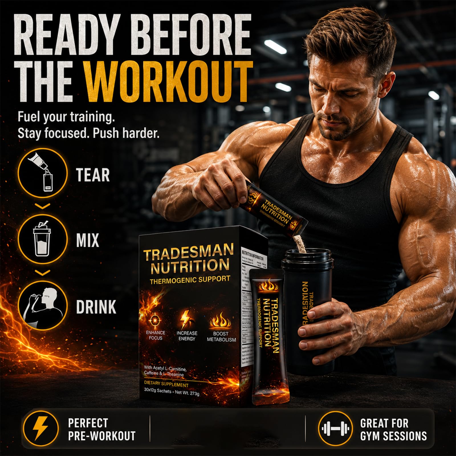 Shred Pre-Workout Thermogenic Powder | Focus and Energy

