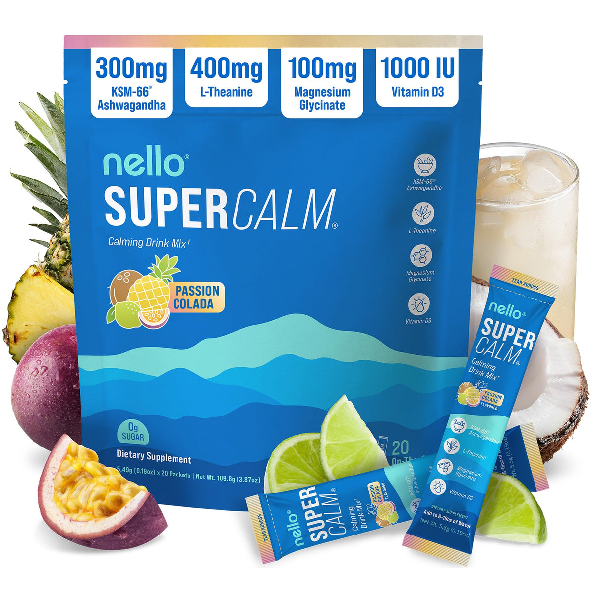 Nello SuperCalm Powdered Drink Mix Adaptogenic Sleep Support
