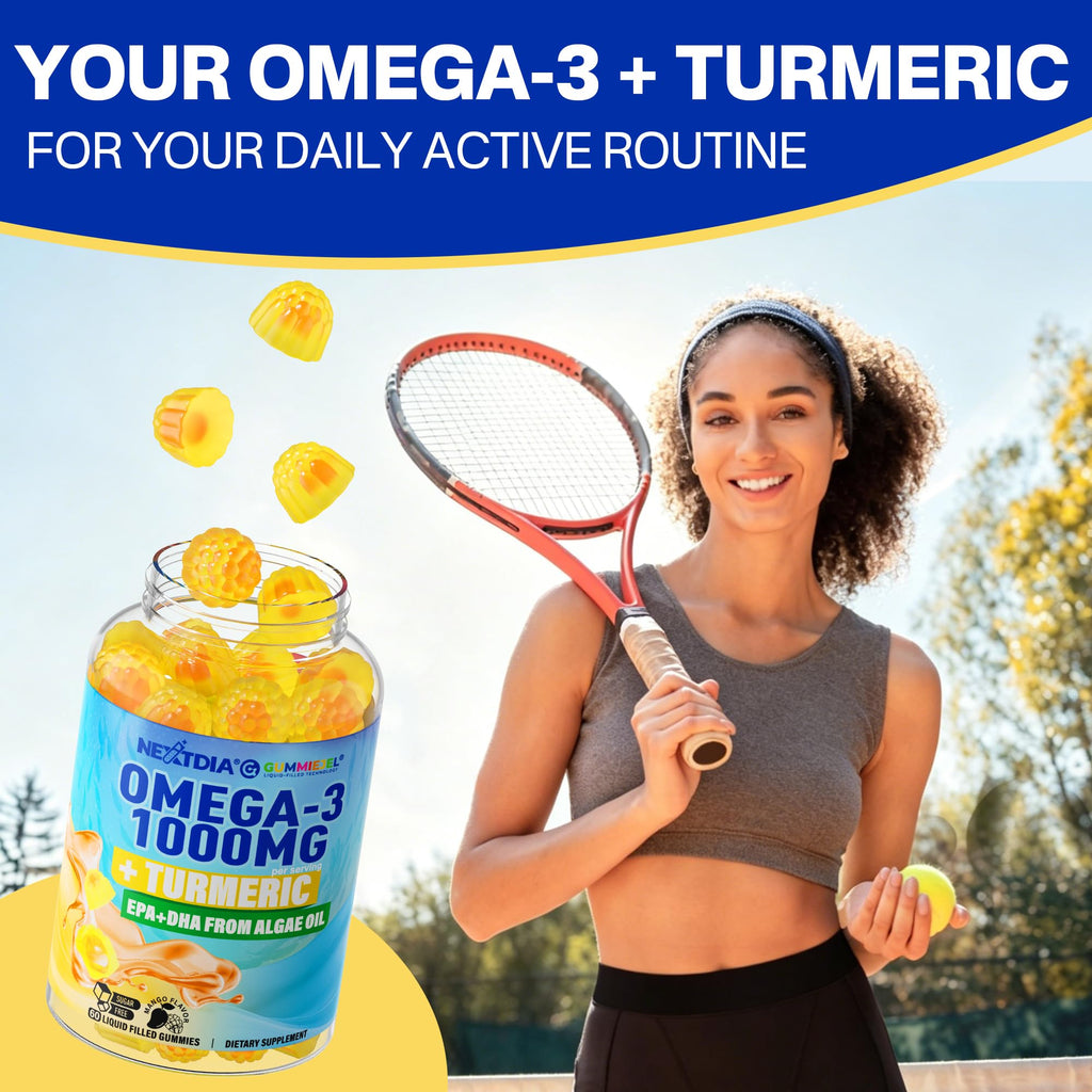 Vegan Omega-3 Gummies with Turmeric - Algae DHA/EPA

