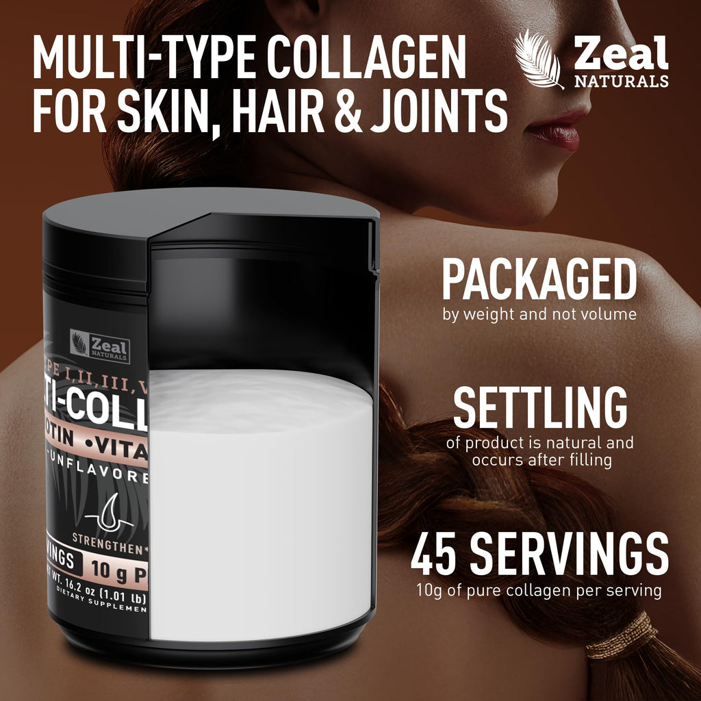 Multi Collagen Protein Powder by Zeal Naturals Biotin

