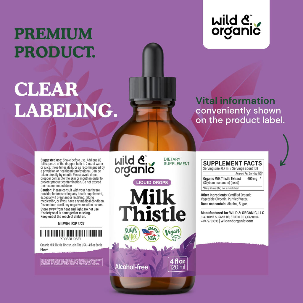 Milk Thistle Liquid Drops – Wild & Organic Liver Support


