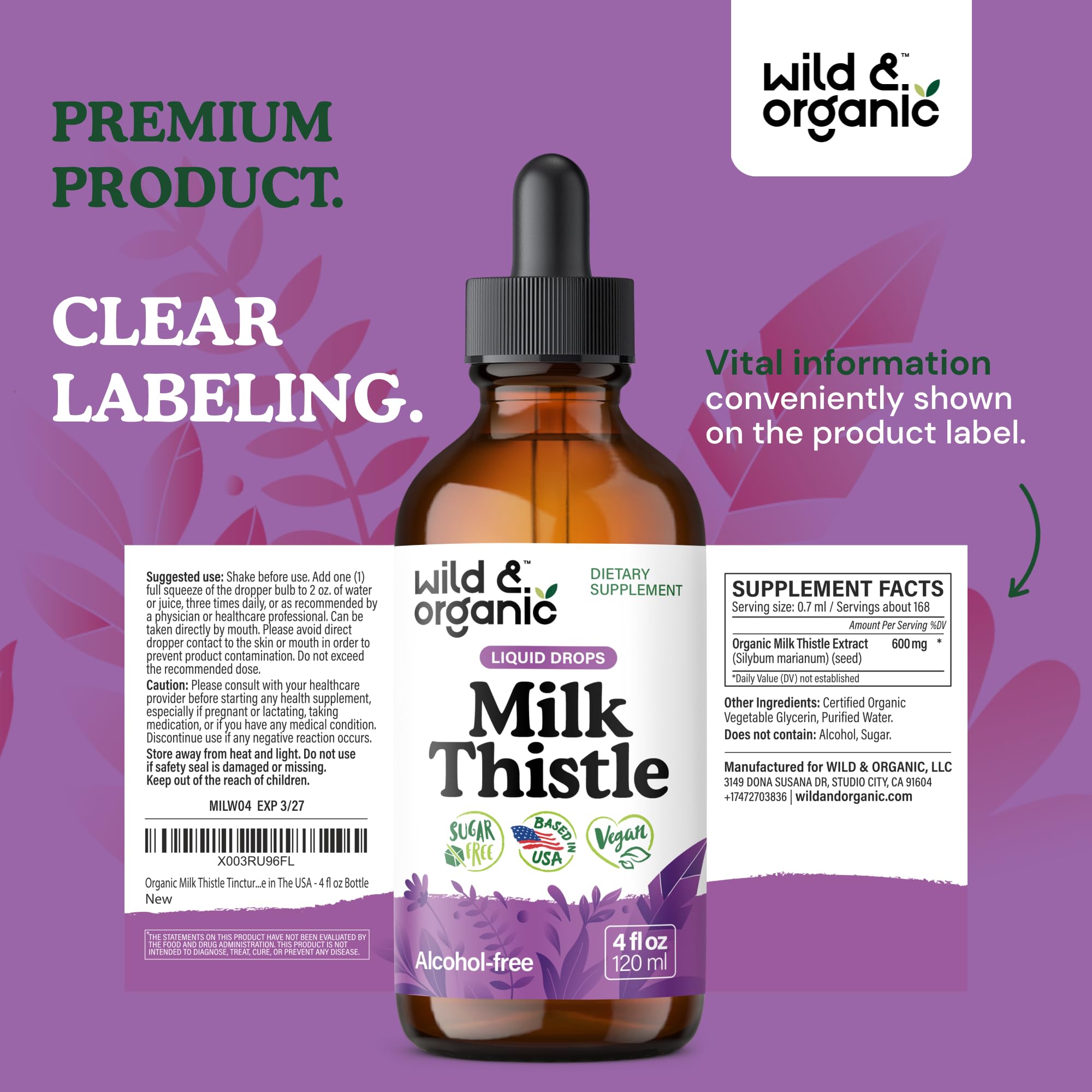 Milk Thistle Liquid Drops – Wild & Organic Liver Support


