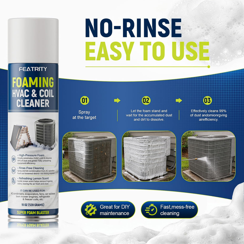 Foaming AC Coil Cleaner for Home HVAC – No-Rinse Foam

