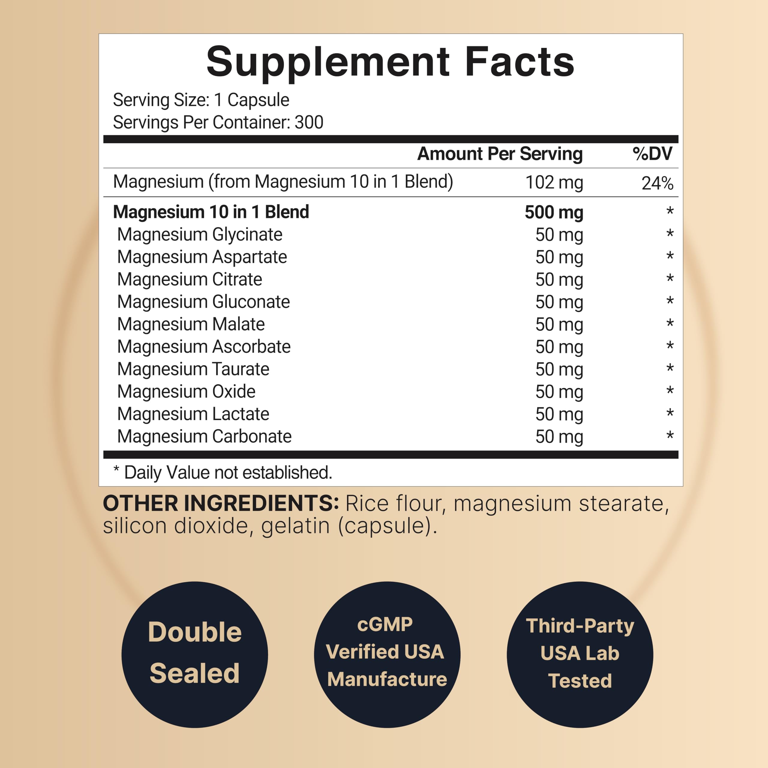 Magnesium Complex Supplement | Chelated Formula | Non-GMO

