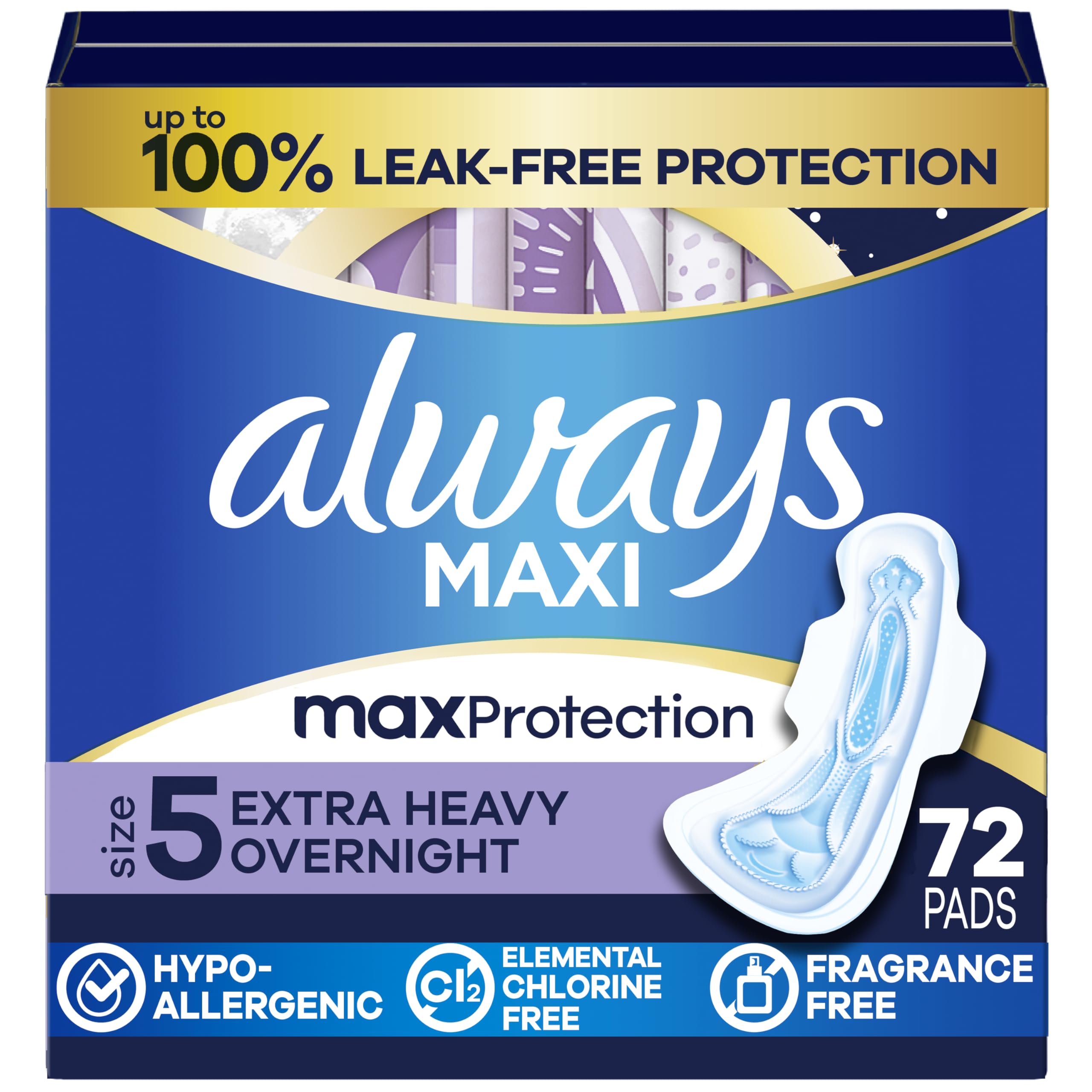 Always Maxi Overnight Pads with Wings Extra Heavy Unscented

