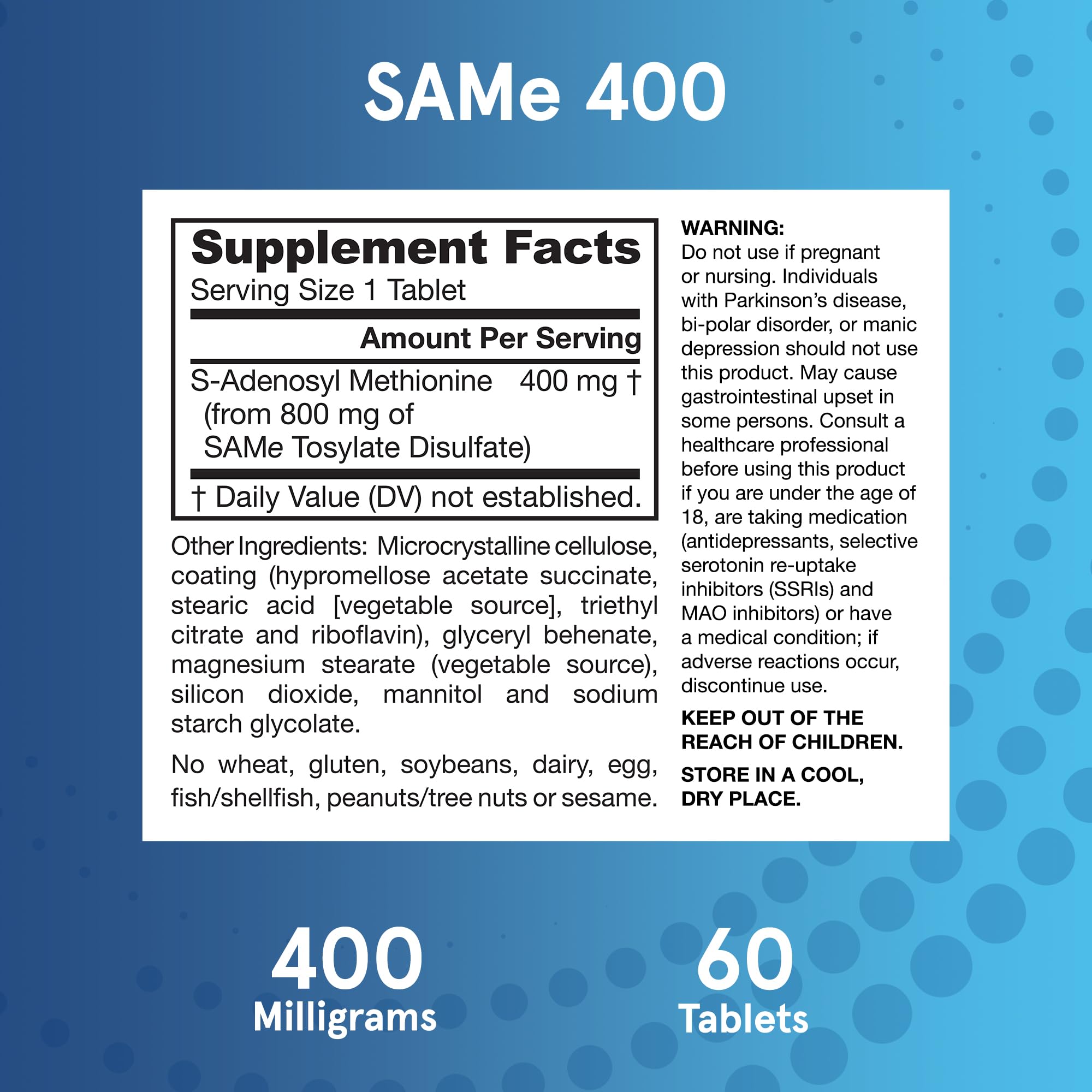Jarrow SAM-e 400 mg Supplement for Joint Health & Mood


