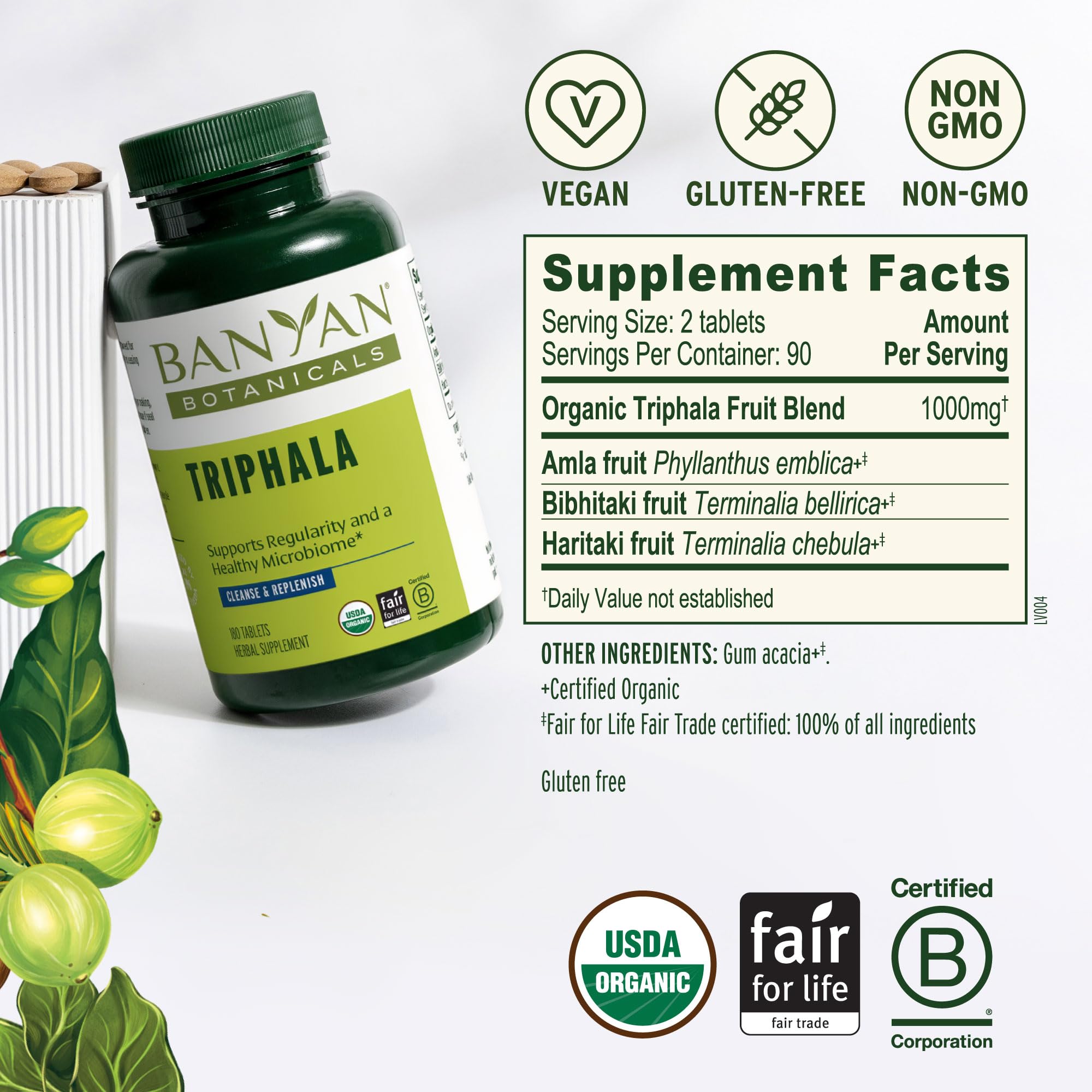 Banyan Botanicals Triphala Tablets for Digestive Support

