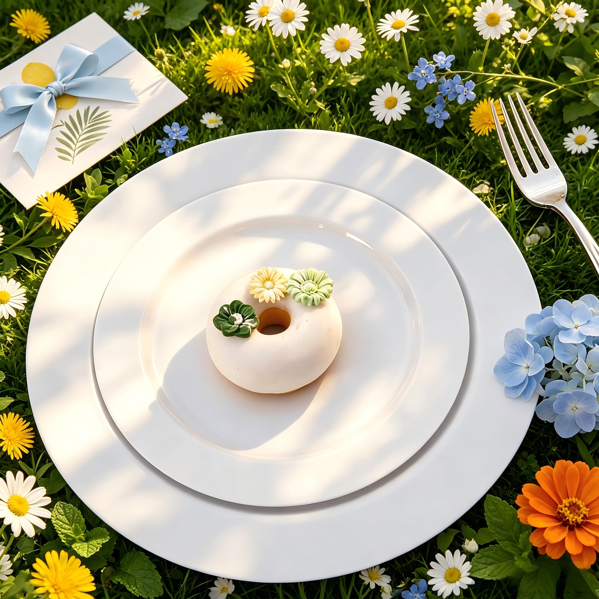 FLOWERCAT Disposable Plates - Heavy Duty Party Plates

