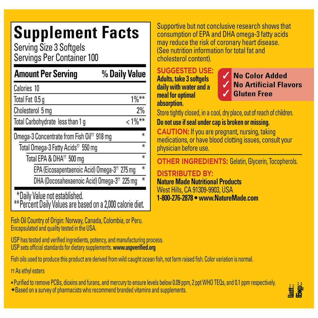 Nature Made Omega-3 Fish Oil Softgels 550 mg

