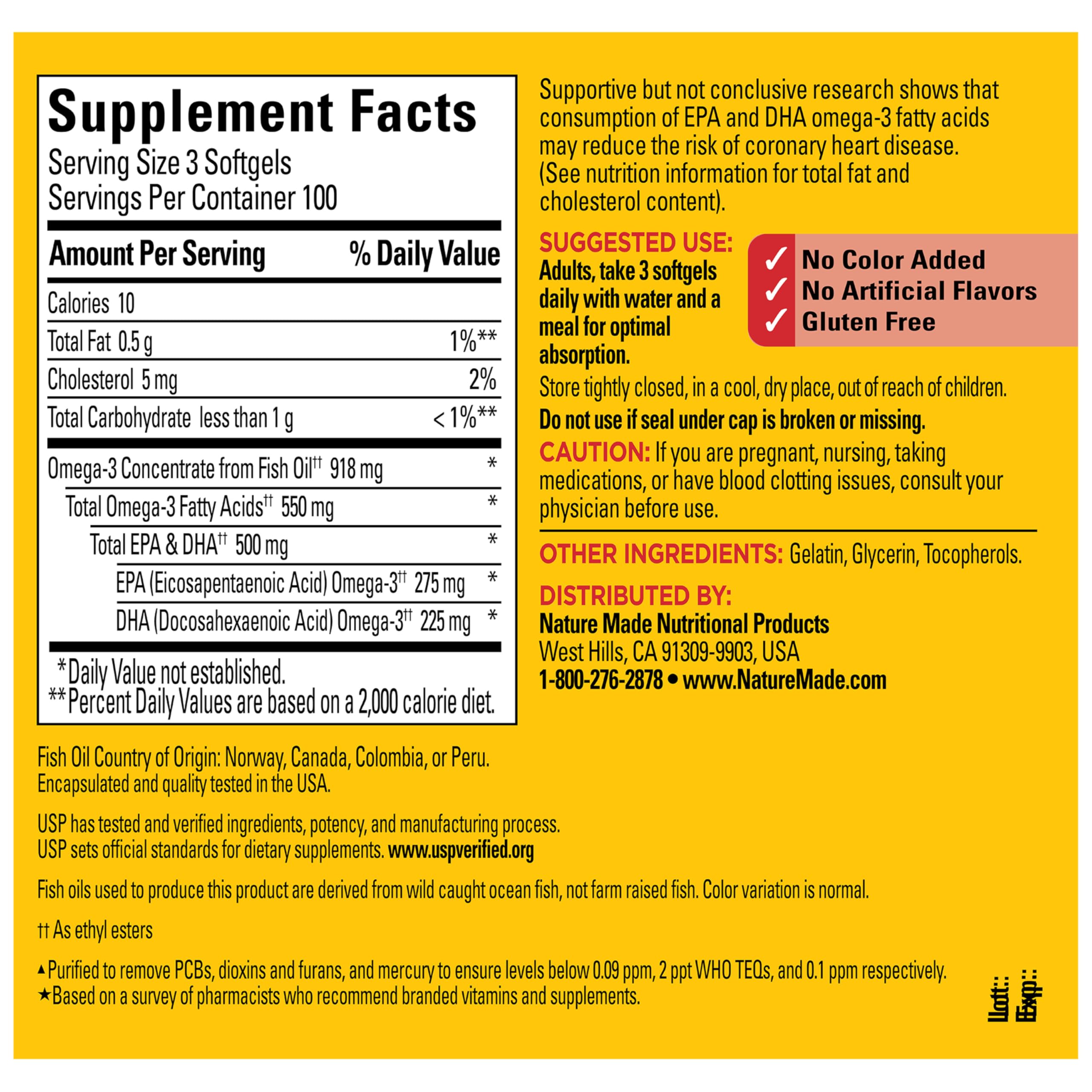 Nature Made Omega-3 Fish Oil Softgels 550 mg

