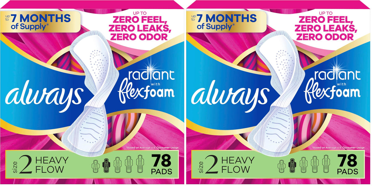 Always Radiant Pads with Wings - Dermatologist Tested Feminine Hygiene Pad