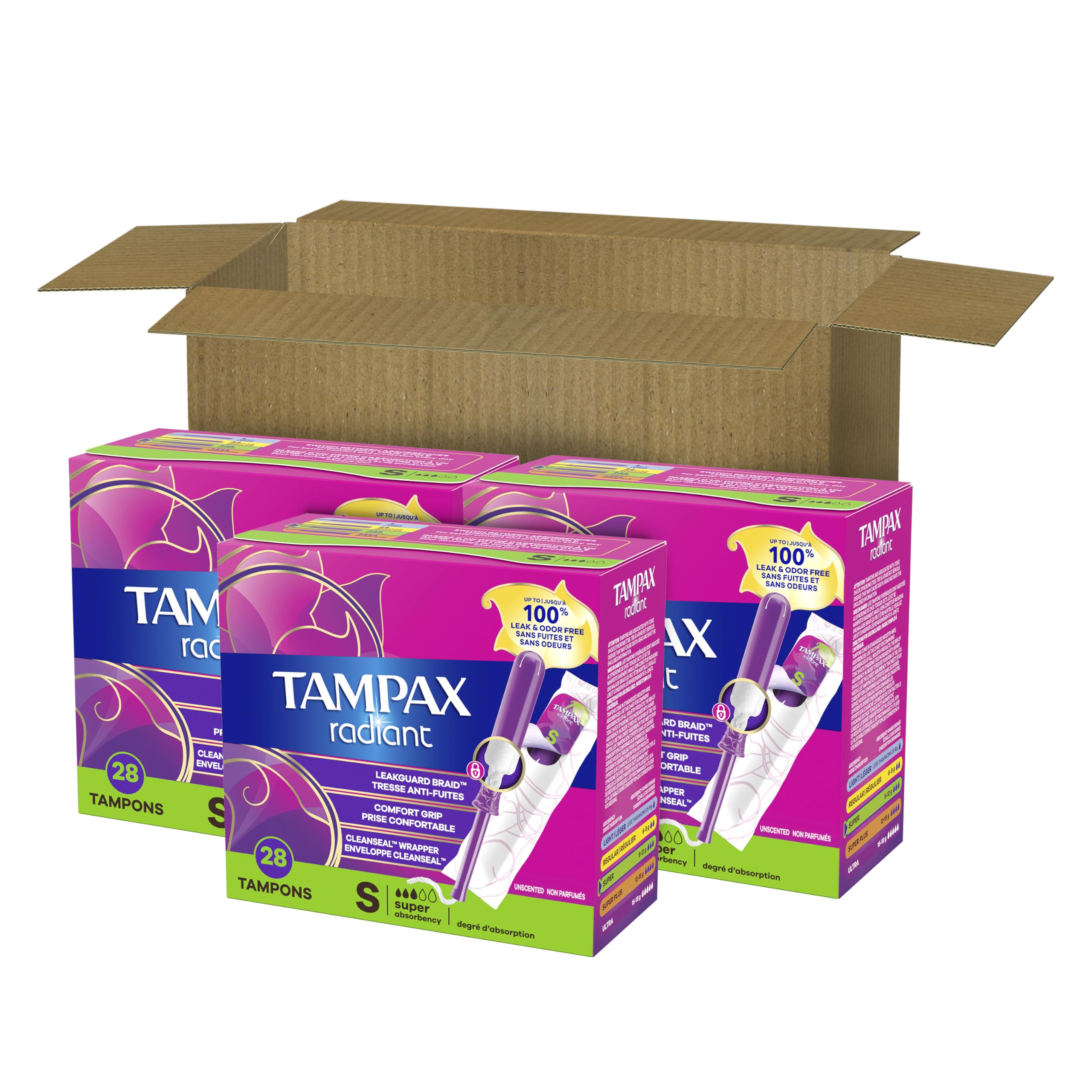 Tampax Radiant Tampons with LeakGuard Braid | Protection

