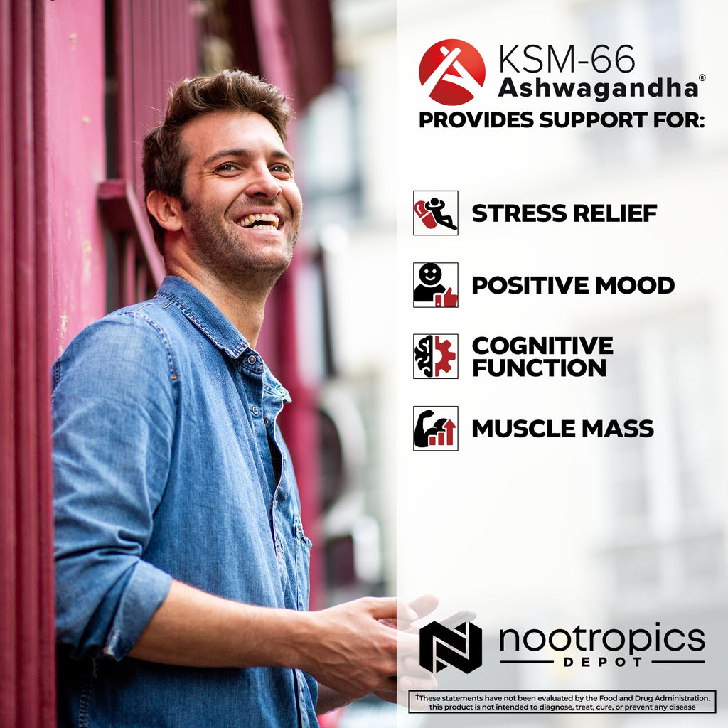Nootropics Depot KSM-66 Ashwagandha Capsules | Adaptogen

