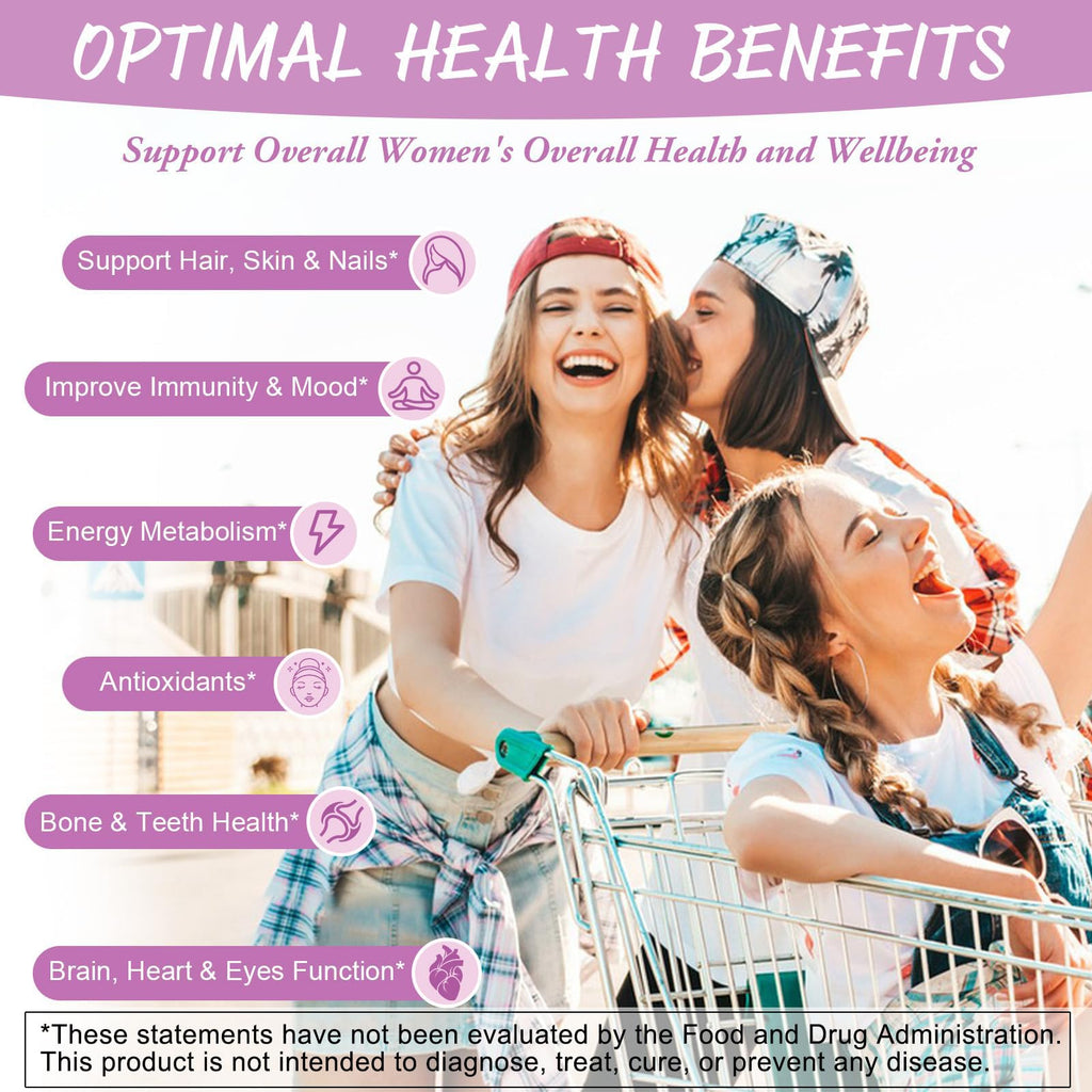 Totaria Sugar Free Multivitamin Gummies for Women 14+ with Iron, Biotin & Vitamins A, C, D3, K2


