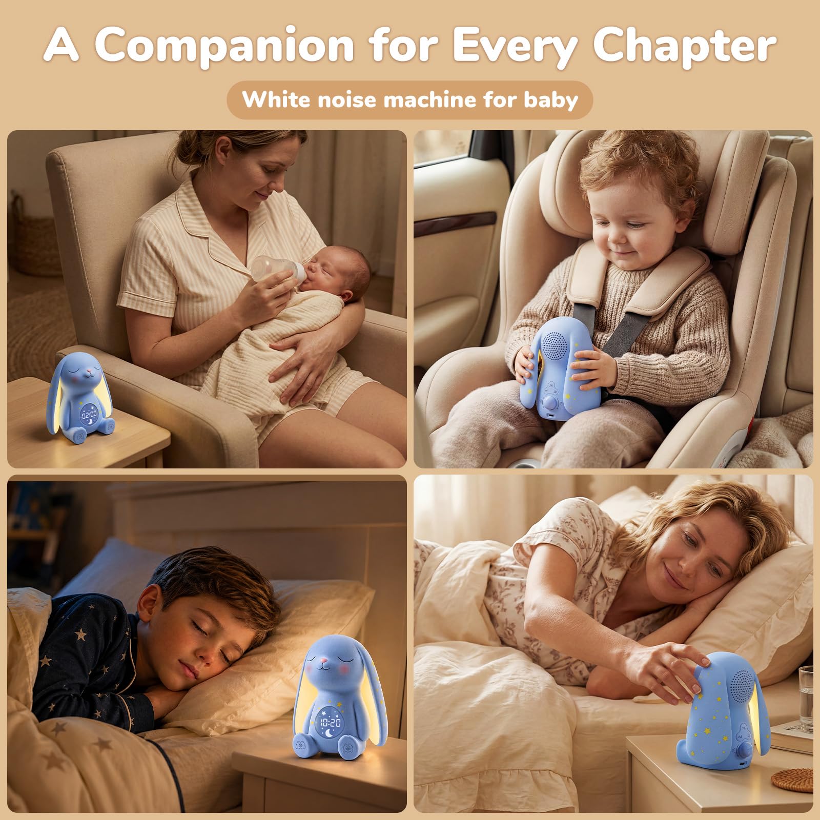 MeWaii Bunny White Noise Sound Machine AI Cry Detection

