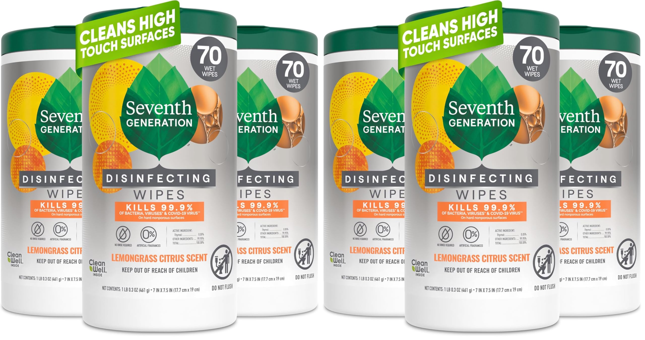 Seventh Generation Disinfecting Wipes Lemongrass Citrus Multi-Surface Cleaner