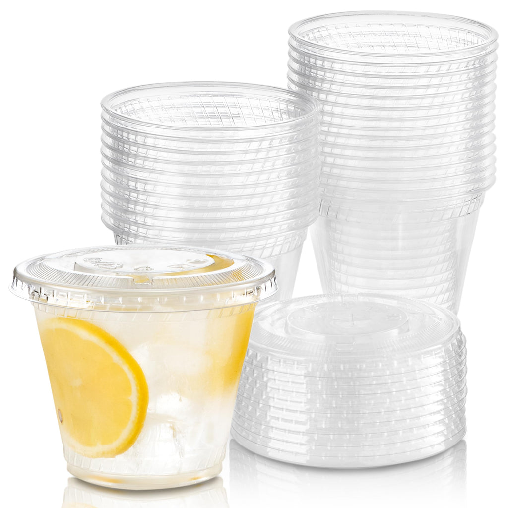 Fit Meal Prep Clear Plastic Cups with Flat Lids